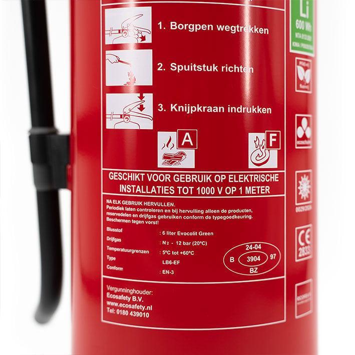 Lithium 6 Liter brandblusser, Huis en Inrichting, Brandblussers en Brandkasten, Verzenden
