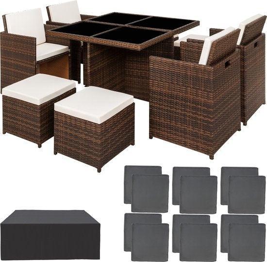 2dekans | tectake - Wicker tuinset zitgroep Manhatten -, Tuin en Terras, Tuinsets en Loungesets, Zo goed als nieuw, Ophalen of Verzenden