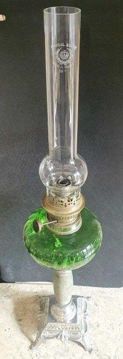 Petroleumlamp - Onyx, Glas, Metaal - Petrolamp, Antiek en Kunst, Curiosa en Brocante