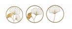 Elegante wanddecoratie set van 3 GINKGO 40cm goud in, Huis en Inrichting, Woonaccessoires | Overige, Nieuw, Ophalen of Verzenden