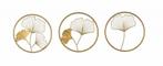 Elegante wanddecoratie set van 3 GINKGO 40cm goud in, Huis en Inrichting, Woonaccessoires | Overige, Ophalen of Verzenden, Nieuw