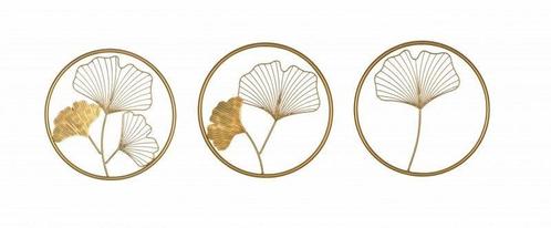 Elegante wanddecoratie set van 3 GINKGO 40cm goud in, Huis en Inrichting, Woonaccessoires | Overige, Ophalen of Verzenden
