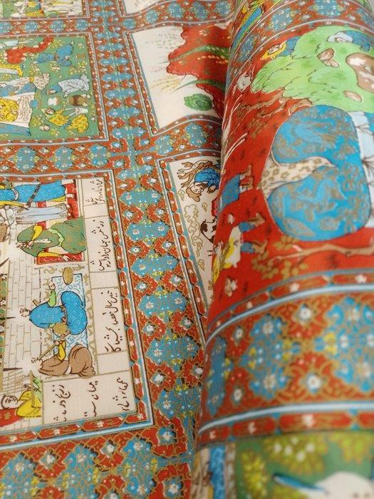 Elegante getextrame katoen Rasé handgeschilderd, Arabische, Antiek en Kunst, Antiek | Kleden en Textiel