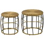 TRUUSK Rattan Bijzettafel 2-delig Stapelbaar Salontafel Khak, Verzenden, Nieuw