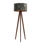 Vloerlamp walnoot hout met velours lampenkap blad dessin, Huis en Inrichting, Lampen | Vloerlampen, Nieuw, Overige materialen