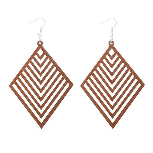 Houten Oorbellen | Rhombus, Sieraden, Tassen en Uiterlijk, Oorbellen, Nieuw, Ophalen of Verzenden