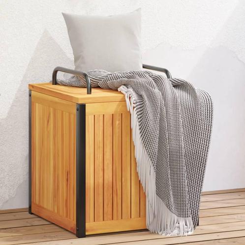 vidaXL Kussenbox 45x45x45/53 cm massief acaciahout en staal, Tuin en Terras, Overige Tuin en Terras, Nieuw, Verzenden