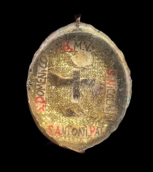 Reliekhouder - Glas, Textiel, Goud metaal - 1750-1800 -, Antiek en Kunst, Kunst | Niet-Westerse kunst