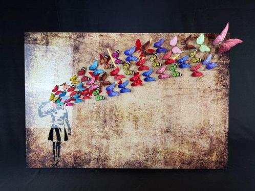 Mike Blackarts - 3D butterfly Banksy style Artwork, Antiek en Kunst, Kunst | Schilderijen | Modern