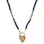 Vintage saffier collier met hart siersluiting 9 krt, Ophalen of Verzenden, Nieuw