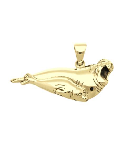 Gouden Zeeleeuw moeder en kind kettinghanger, Sieraden, Tassen en Uiterlijk, Kettinghangers, Verzenden