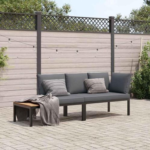 vidaXL 2-delige Loungeset met kussens aluminium zwart, Tuin en Terras, Tuinsets en Loungesets, Loungeset, Nieuw, Aluminium, Verzenden