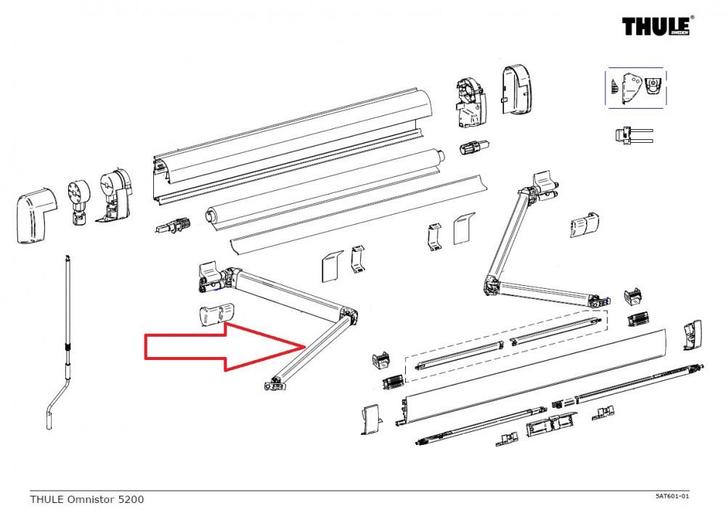 Thule Knikarm Compleet LH 5200 >3.00, Caravans en Kamperen, Voortenten en Luifels, Ophalen of Verzenden