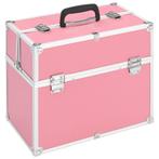 Make-up koffer 37x24x35 cm aluminium roze (Koffers Tassen), Nieuw