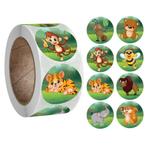 500 Stickers Op Rol - 2.5cm - Dierentuin Dieren Groen -, Diversen, Verzenden, Nieuw