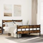 vidaXL Bedframe zonder matras metaal gerookt eikenkleurig, Huis en Inrichting, Slaapkamer | Bedden, Bruin, Verzenden, Metaal, Nieuw