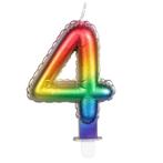 Regenboog Kaars 4 Jaar 8cm, Verzenden, Nieuw