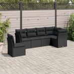 vidaXL 6-delige Loungeset met kussens poly rattan zwart, Verzenden, Nieuw, Rotan, Loungeset