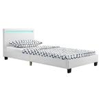 Gestoffeerd Bed Verona - 90 x 200 cm - Wit - LED Verlichting, Nieuw, 90 cm, Ophalen of Verzenden, Eenpersoons