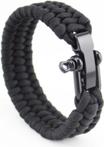 Paracord armband Zwart - RVS verstelbare sluiting