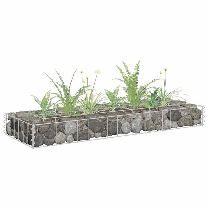 vidaXL Gabion plantenbak verhoogd 90x30x10 cm gegalvaniseerd, Tuin en Terras, Bloembakken en Plantenbakken, 60 tot 100 cm, Nieuw