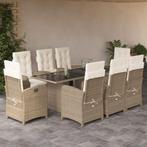 vidaXL 9-delige Tuinset met kussens poly rattan beige, Tuin en Terras, Nieuw, 8 zitplaatsen, Tuinset, Verzenden