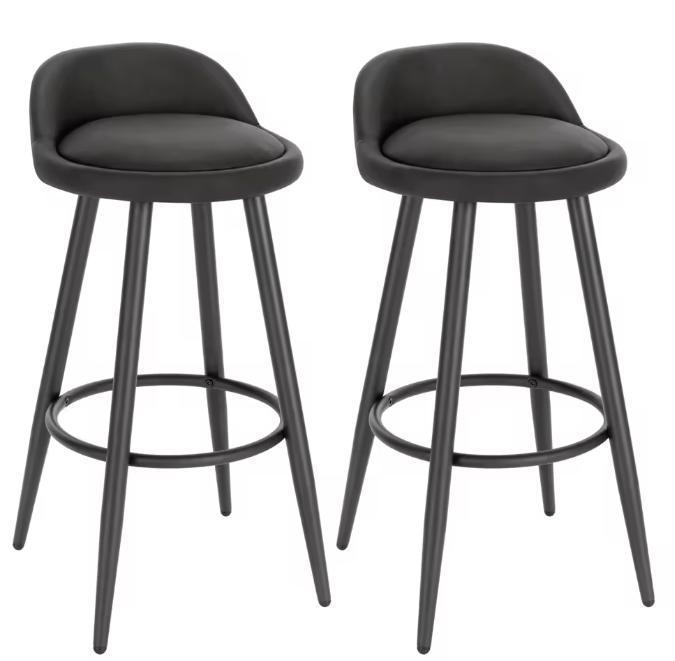 Set van 2 Barkrukken – Fluweel met Voetsteun, Modern Design, Huis en Inrichting, Barkrukken, Nieuw, Verzenden