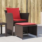 vidaXL Tuinstoel met voetenbank poly rattan bruin, Tuin en Terras, Tuinsets en Loungesets, Verzenden, Nieuw, Rotan