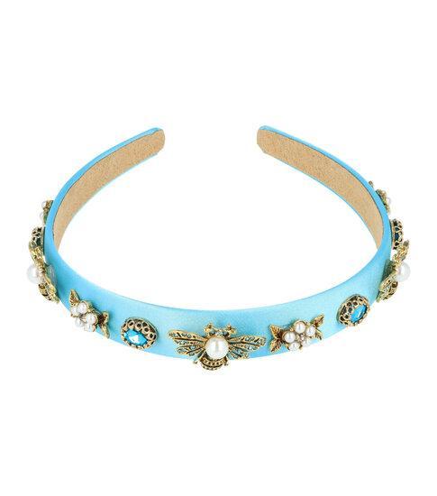 Haarband Diadeem Ornament Bloem Bij 2cm Goud Licht Blauw, Sieraden, Tassen en Uiterlijk, Uiterlijk | Haarverzorging, Verzenden