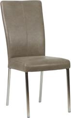 Grijze leren moderne eetkamerstoel - poot vierkant rvs - Vin, Huis en Inrichting, Stoelen, Overige kleuren, Nieuw, Leer, Ophalen of Verzenden