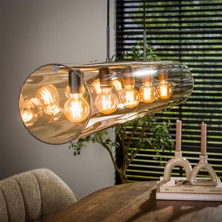 *WOONWINKEL* Glazen Buis Hanglamp Amberglas, Huis en Inrichting, Lampen | Hanglampen, Nieuw, Verzenden