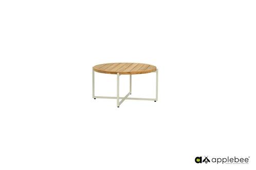 Apple Bee Condor loungetafel oyster met rond teak blad Ø 74, Tuin en Terras, Tuinsets en Loungesets, Ophalen of Verzenden