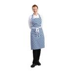Whites halterschort blauw-wit geblokt | Polyester/Katoen |, Verzenden, Nieuw in verpakking