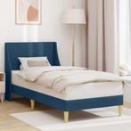 vidaXL Bedframe met hoofdeinde Blauw 90 x 200 cm Stof, Verzenden, Nieuw, Blauw, Stof