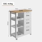 MIADOMODO® Keukenwagen op wielen - 3 laden, 3 niveaus, werkb, Verzenden, Zo goed als nieuw