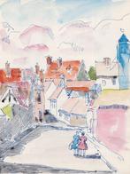 René Sautin (1881-1968) - La rue du village - London bridge, Antiek en Kunst, Kunst | Schilderijen | Klassiek