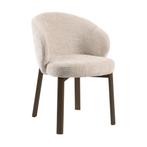 *WOONWINKEL* Luxe Eetkamerstoel Beige Met Hout, Huis en Inrichting, Stoelen, Verzenden, Nieuw, Stof
