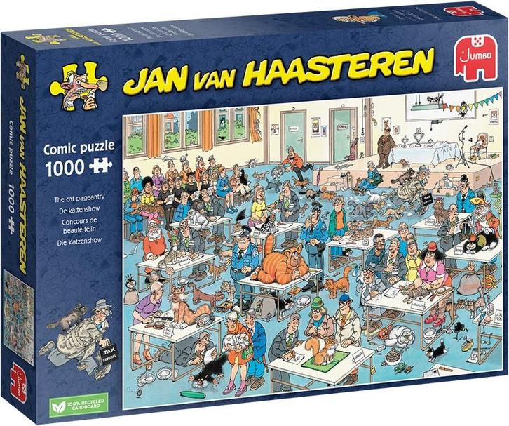 Jan van Haasteren - De Kattenshow Puzzel (1000 stukjes) |, Hobby en Vrije tijd, Denksport en Puzzels, Nieuw, Verzenden