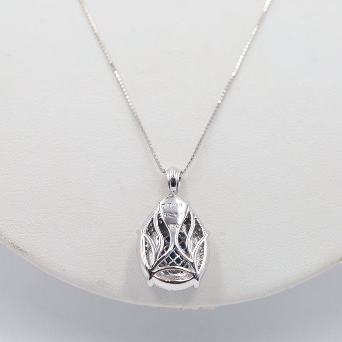 Hanger - 18 karaat Witgoud - 2.85ct. tw. Saffier - Diamant -, Sieraden, Tassen en Uiterlijk, Antieke sieraden