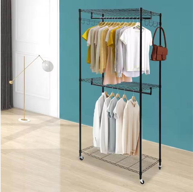 Dubbel Kledingrek op Wielen – 2-Laags Garderoberek, Kleding | Dames, Kledingrekken, Nieuw, Verzenden