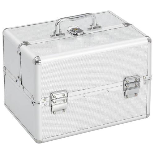vidaXL Make-up koffer 22x30x21 cm aluminium zilverkleurig, Sieraden, Tassen en Uiterlijk, Toilettassen, Nieuw, Verzenden