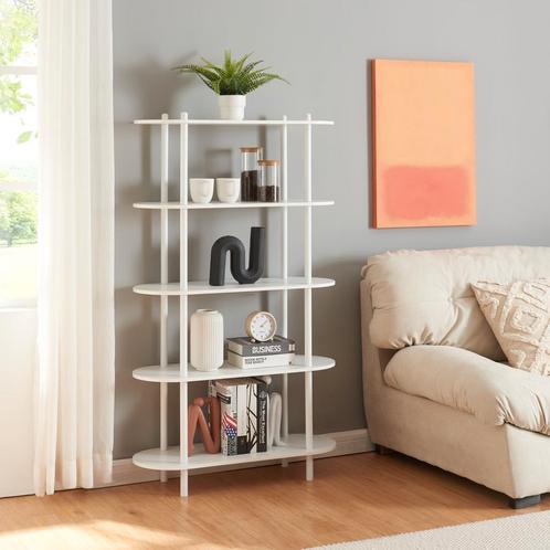 Boekenkast Øvre open kast 139x80x30 cm wit [en.casa], Huis en Inrichting, Kasten | Boekenkasten, Nieuw, Verzenden