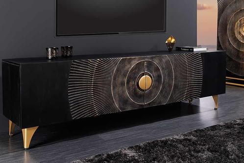 Handgemaakte TV-lowboard GOLDEN SUNSET 180cm zwart goud, Huis en Inrichting, Kasten | Televisiemeubels, Ophalen of Verzenden