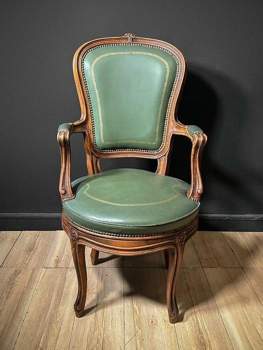 Fauteuil - Hout, Leder - Poltrona Luigi XV, Antiek en Kunst, Antiek | Overige Antiek