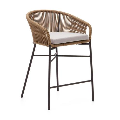 *WOONWINKEL* Kave Home Yanet Tuin Barstoel Touw Met Kussen N, Tuin en Terras, Tuinsets en Loungesets, Nieuw, Verzenden