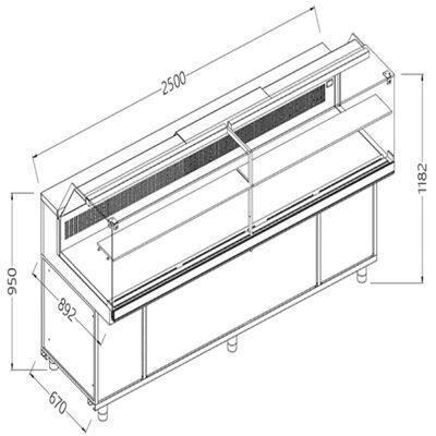 Statische gekoelde toonbankvitrine voor snacks_lage ruiten,, Zakelijke goederen, Horeca | Keukenapparatuur, Nieuw in verpakking
