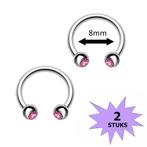 Fako Bijoux® - Circular Barbell Piercing - Hoefijzer Kristal, Verzenden, Nieuw