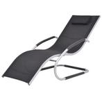 vidaXL Ligbed met kussen aluminium en textileen zwart, Verzenden, Nieuw