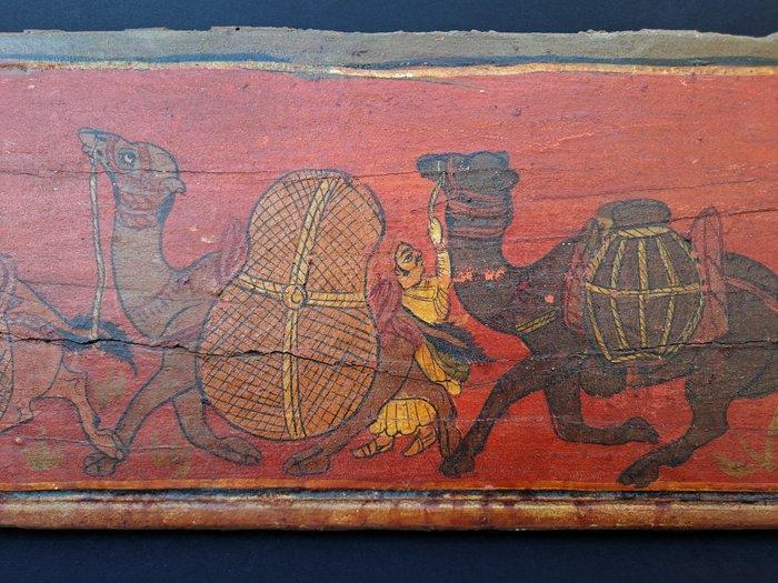 Uitzonderlijk oud houten beschilderd paneel uit Shekavati -, Antiek en Kunst, Kunst | Niet-Westerse kunst