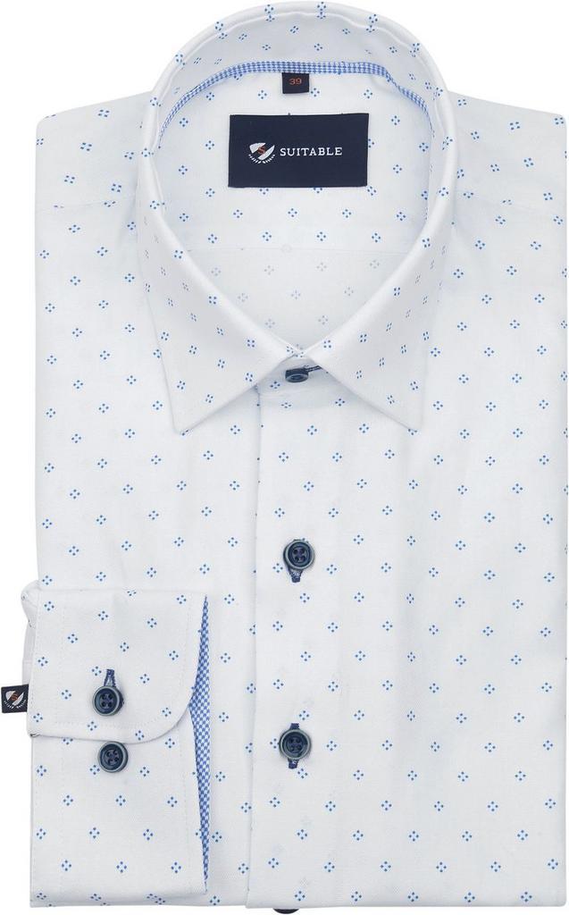 Suitable Overhemd Oxford Print Wit maat 41 Heren, Kleding | Heren, Overhemden, Wit, Nieuw, Verzenden